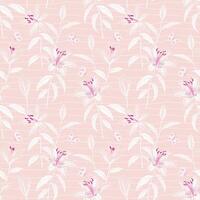 Hand drawn outline lily floral with butterfly seamless pattern on monotone pink color vector
