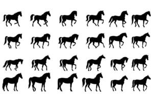 Silhouette Horse Gait Animation Sequence Black Horse Motion Frames vector