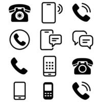 Phone Icon Set Call, Message, Mobile, and Communication Symbols Clipart vector