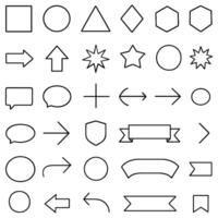 Geometric Shape and Icon Outline Set Arrows, Banners, Speech Bubbles vector