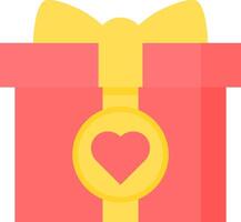 Red gift. Red gift with heart symbol. vector