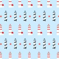 Lighthouse and starfish pattern. Marine architecture. Coastal lighthouses. vector