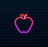 icon, Apple simple in flat style. illustration. Apple Flat Icon Graphic Design. neon style. vector