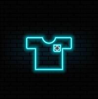 neon style.Medical dress icon for doctors and rescuers and patients. Short sleeve, pockets. thin line linear illustration. Editable outline for web, UI vector