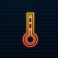 thermometer tritone glyph icon.Temperature level icon. Neon style. vector