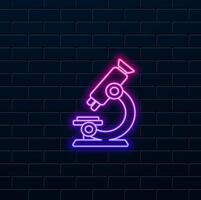 Microscope illustration icon design. neon style.Microscope color icon Scientific research tool symbol.neon. vector