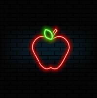 neon style.icon, Apple simple in flat style. illustration. Apple Flat Icon Graphic Design. neon style. vector