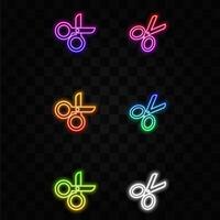 Simple thin line animation of scissors icon. neon style. vector
