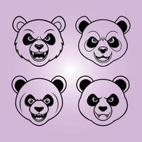 Set of Angry panda head icon illustrations vector