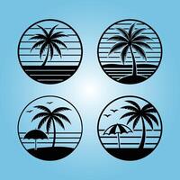 A set of Retro vintage style with a palm tree vector