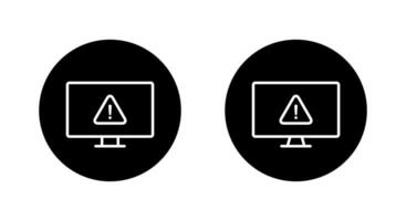 Warning on computer monitor outline icon on black circle. Security threat information on screen sign symbol vector