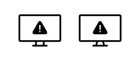 Warning on computer monitor icon. Security threat information on screen sign symbol vector
