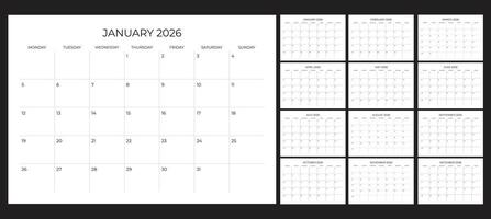 set calendar 2026 with simple and modern design vector