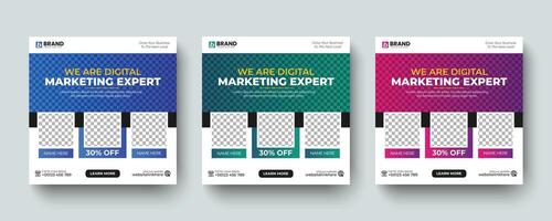 Modern corporate business marketing post or web banner design layout template. Digital marketing expert social media post, advertising web banner, ad design template. vector