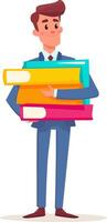 Business professional balancing files in office setting illustration vector