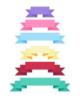 Flat colorful ribbon banners in various shapes vector