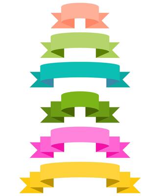 Various shapes of flat colorful ribbon banners