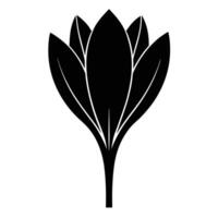 Elegant Black Crocus Flower Silhouette, Isolated on White Background, Minimalist Botanical Illustration, Simple Spring Bloom Design vector