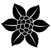 Elegant Black and White Stylized Flower with Berries, a Bold Graphic Design Element for Nature-Inspired Projects vector