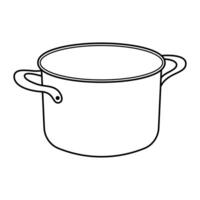 Cooking Pot Outline Illustration. The pot features a rounded body with smooth contours and two curved handles symmetrically positioned on either side. vector
