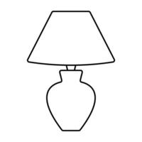 Table Lamp Outline Illustration. The design features a wide lampshade at the top and a rounded vase like base. vector