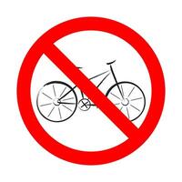 No Bicycles Allowed Sign Illustration. A bold illustration of a prohibition sign featuring a stylized black bicycle inside a red circle with a diagonal slash. vector