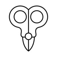 Minimalist Scissors Outline Illustration. The design highlights the essential components of scissors, including two circular handles and a sharp, pointed blade. vector