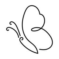 Abstract Butterfly Outline Illustration. This image showcases a minimalist abstract depiction of a butterfly using continuous black lines on a white background. vector