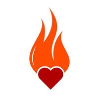 Flaming Heart Symbol Illustration. A bold and stylized heart engulfed in vivid orange flames. vector