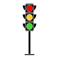 Traffic Light Illustration. This illustration features a classic vertical traffic light with three illuminated signals - red, yellow and green. vector