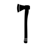 Silhouette of a Traditional Axe Illustration. The design features a curved handle with subtle detailing at the grip end and a single edged blade affixed at the top. vector