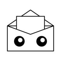 Envelope with Eyes Illustration. A minimalist illustration of an envelope featuring two large circular shapes resembling eyes. vector