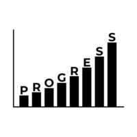 Progress Growth Bar Chart with Letters Illustration. A black and white illustration of a bar chart visually spelling out the word Progress. vector