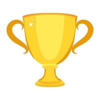 Golden Trophy Cup Illustration. A shiny golden trophy cup with two elegant handles and a smooth, reflective surface. vector