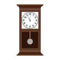Vintage Grandfather Clock with Pendulum Illustration. The lower section of the clock includes a visible swinging pendulum encased in a dark rectangular compartment. vector