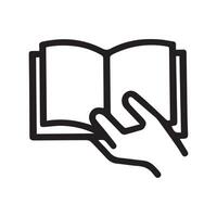 Open Book with a Hand Turning Page Symbol of Education Knowledge vector