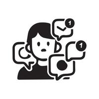 Feeling Overwhelmed by Notifications A Person Surrounded by Messages vector