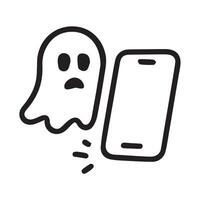 Spooky ghost hovering next to a smartphone creating a fun halloween vibe vector
