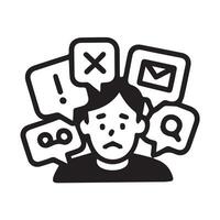 Overwhelmed By Notifications A Mind Cluttered with Digital Demands vector