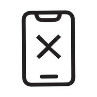 App Failure Screen Displaying Cross Mark Inside Phone Shaped Frame vector