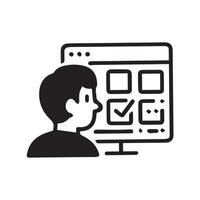 Person Interacting with Digital Form Selection Process Online vector