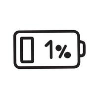 One Percent Battery Life is Remaining Low Battery Warning Icon vector