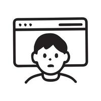 Staring into the digital abyss a person and their computer screen vector
