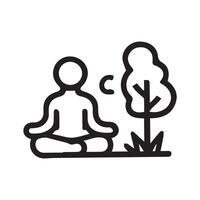 Finding Inner Peace A Meditative Moment in Nature Under Crescent Moon vector