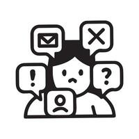 Feeling Overwhelmed A Person Surrounded by Many Thoughts and Decisions vector