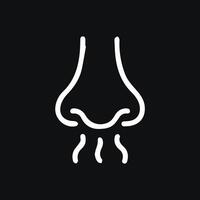 The Sense of Smell A Simple White Line Icon of a Nose and Aroma vector