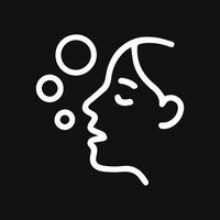 Woman profile blowing bubbles in minimalist style on black backdrop vector