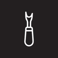 Minimalist seam ripper icon against black background simple tool concept vector