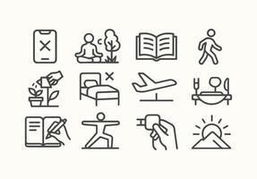 Simple Daily Icons to Promote a Healthy and Balanced Lifestyle Focus vector