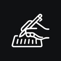 Capturing Ideas on Paper Hand with Pen Illustration on Dark Backdrop vector